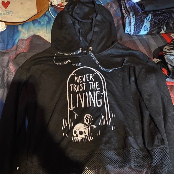 NWOT Blackcraft Never Trust The Living crop hoodie - Picture 1 of 4